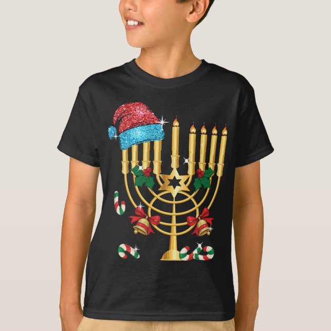 Camiseta Chrismukkah Hannukah Santa Hat Familia Navidades P (Anverso)