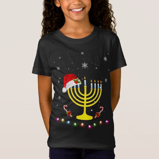 Camiseta Chrismukkah Hannukah Santa Hat Familia Navidades P (Anverso)