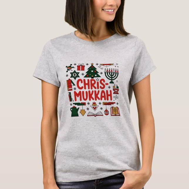 Camiseta Chrismukkah Hanukkah Navidades judío Religioso (Anverso)