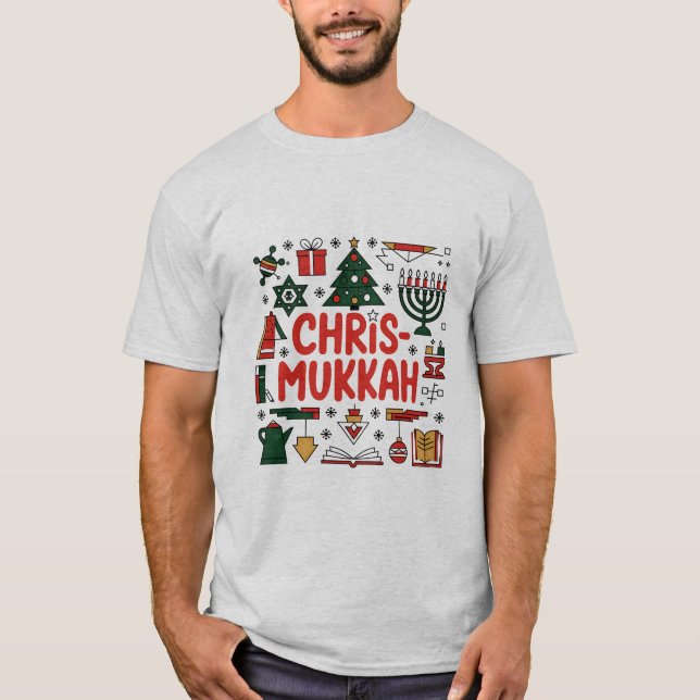 Camiseta Chrismukkah Hanukkah Navidades judío Religioso (Anverso)