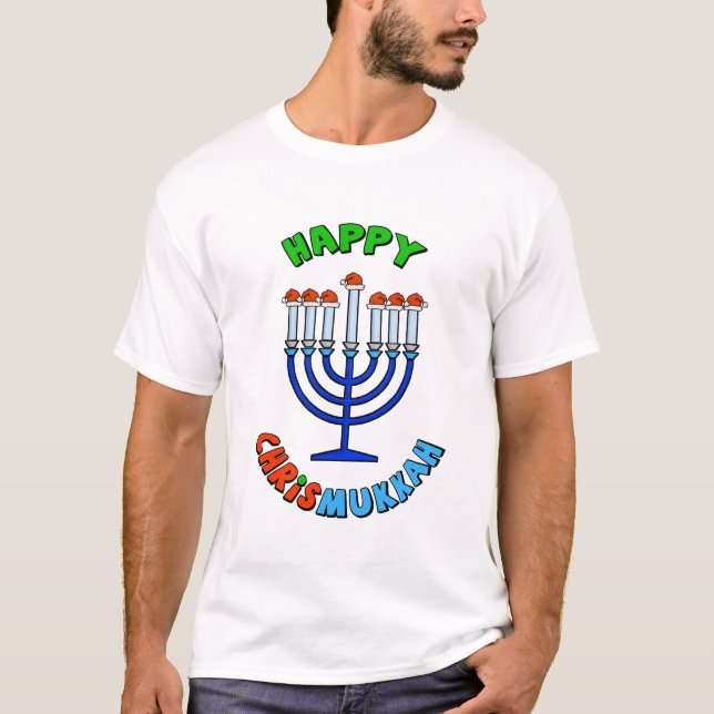 Camiseta Chrismukkah Santa Hat Menorah T-Shirt (Anverso)