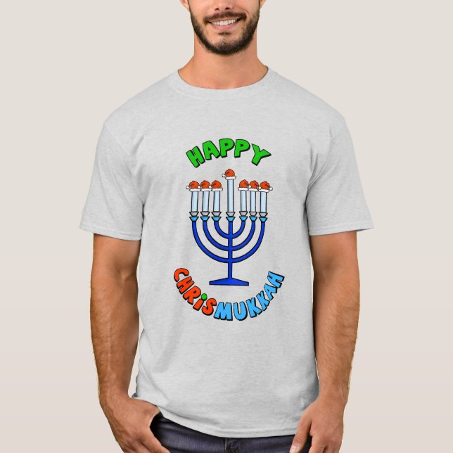 Camiseta Chrismukkah Santa Hat Menorah T-Shirt (Anverso)