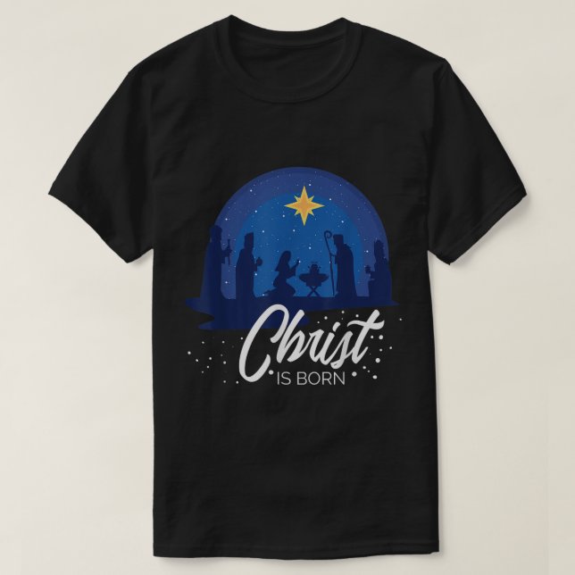 Camiseta Christ is Born Bible First Christmas Holiday Jesus (Diseño del anverso)
