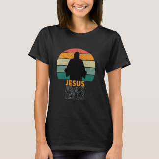 Camiseta Christ Silhouette Retro Sunset