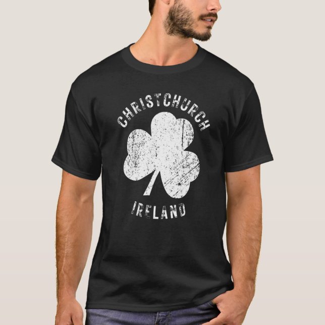 Camiseta Christchurch Irlanda Vintage Shamrock Distresed L (Anverso)