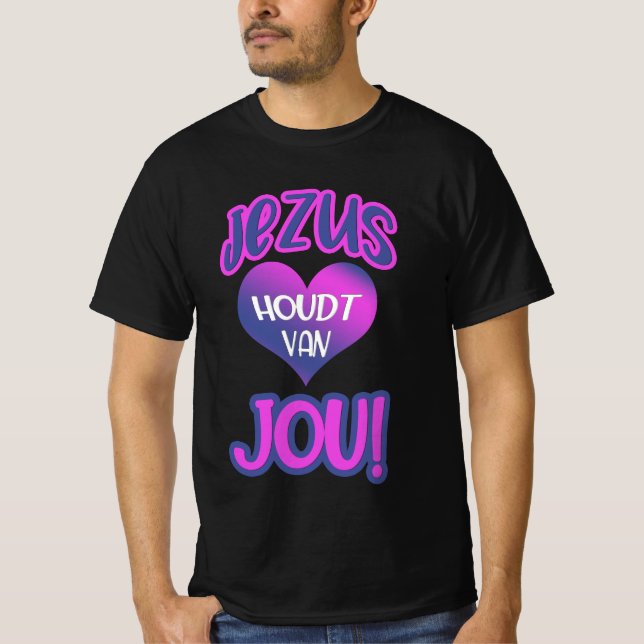 Camiseta Christelijk heren t-shirt - Jezus houdt van jou (Anverso)