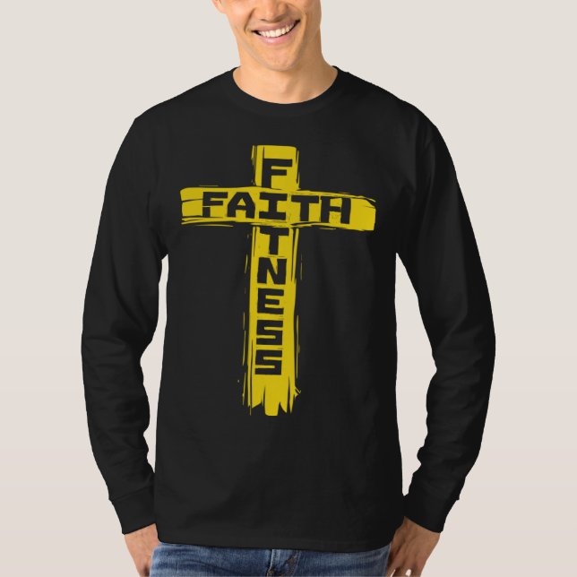 Camiseta Christian Athletes  Faith & Fitness  Jesus Cross (Anverso)