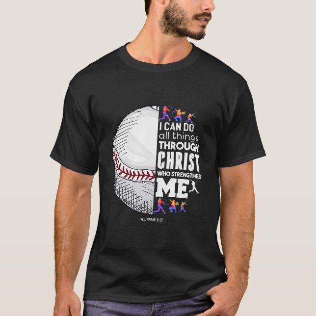 Camiseta Christian Baseball I Can Do All Things Through Chr (Anverso)