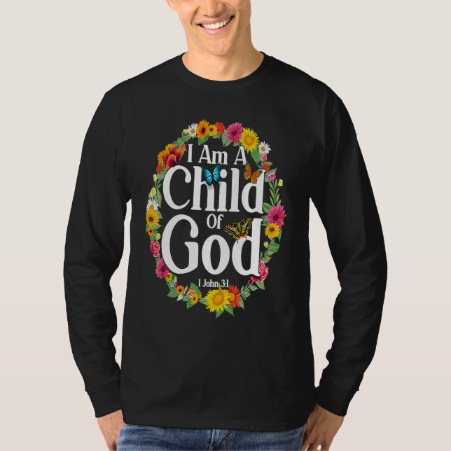 Camiseta Christian Bible Verse 1 John 31 Flower Butterfly   (Anverso)
