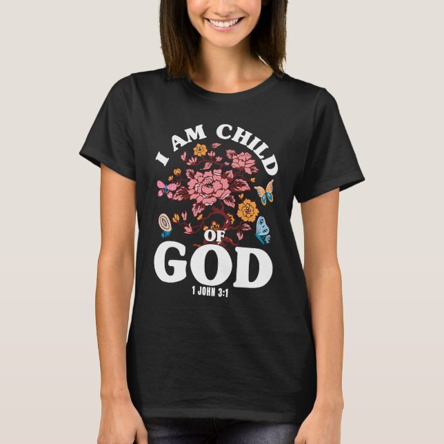 Camiseta Christian Bible Verse 1 John 31 Flower Butterfly (Anverso)
