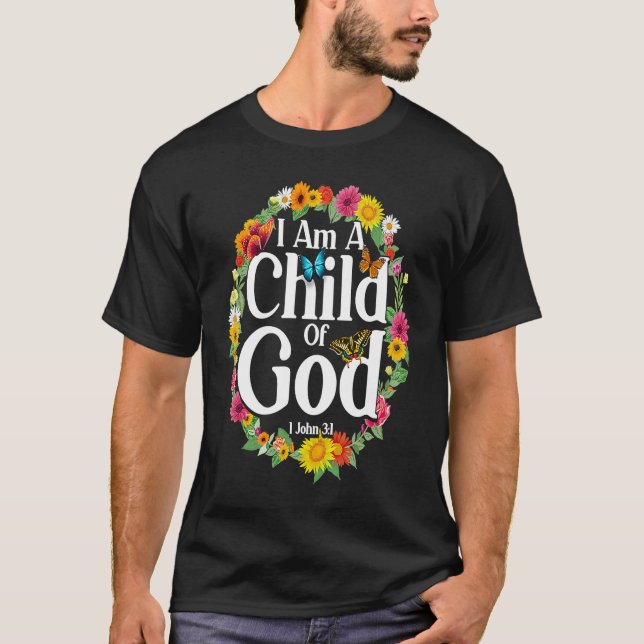 Camiseta Christian Bible Verse 1 John 31 Flower Butterfly   (Anverso)
