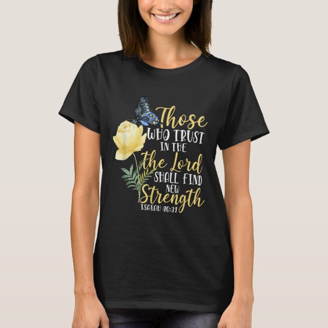 Camiseta Christian Bible Verse Butterfly Rose Flower Isaiah (Anverso)