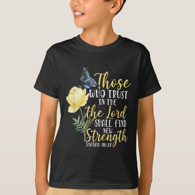 Camiseta Christian Bible Verse Butterfly Rose Flower Isaiah (Anverso)
