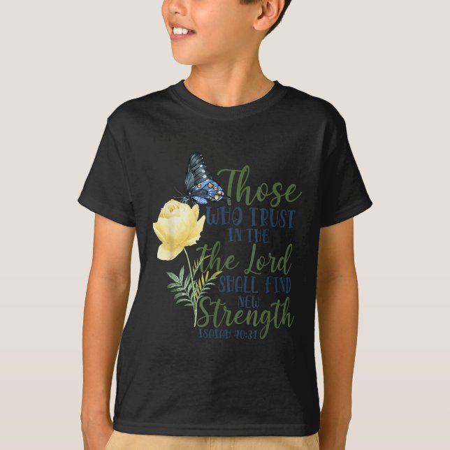 Camiseta Christian Bible Verse Butterfly Rose Flower Isaiah (Anverso)