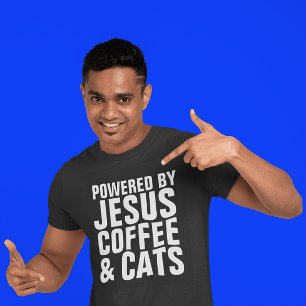 CAMISETA CHRISTIAN CAT JESUS COFFEE T-SHIRTS TEES