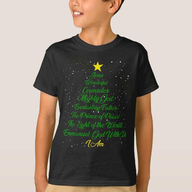 Camiseta Christian Christmas Jesus Bible Names Xmas Tree Sh (Anverso)