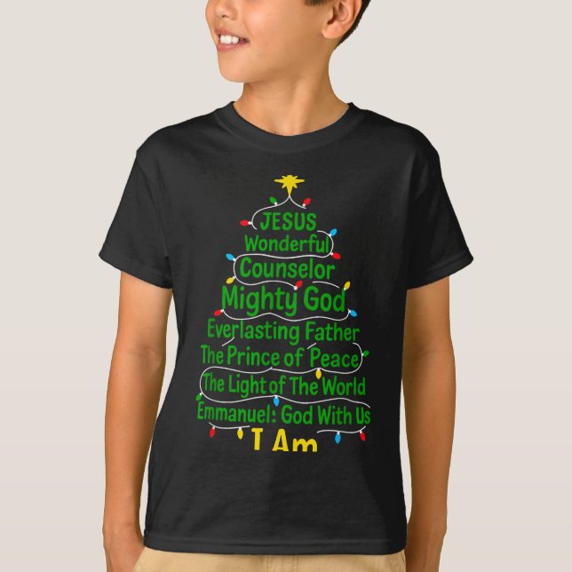 Camiseta Christian Christmas Jesus Bible Names Xmas Tree Sh (Anverso)
