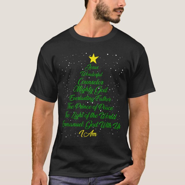 Camiseta Christian Christmas Jesus Bible Names Xmas Tree Sh (Anverso)
