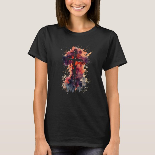 Camiseta Christian Cross Watercolor (Anverso)