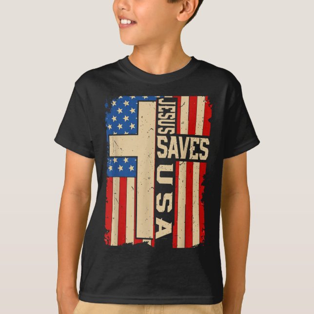 Camiseta Christian Faith Jesus Save Usa Patriotic American  (Anverso)