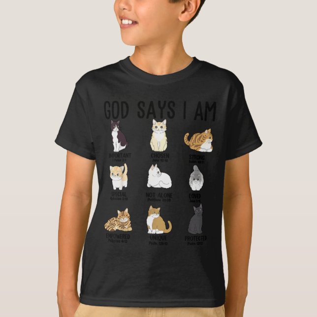 Camiseta Christian Girl God Says I Am Cat Jesus Faith Bible (Anverso)