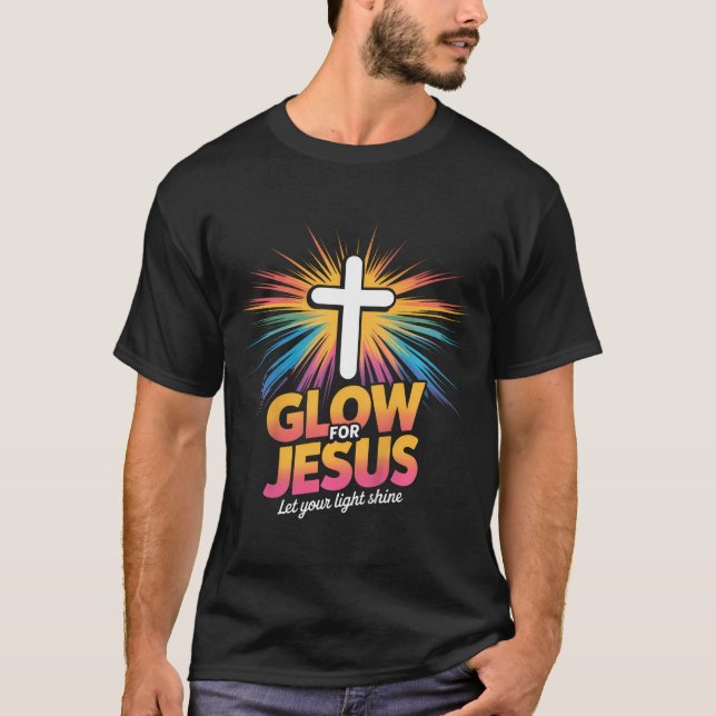Camiseta Christian Glow For Jesus Let Your Light Shine Fait (Anverso)