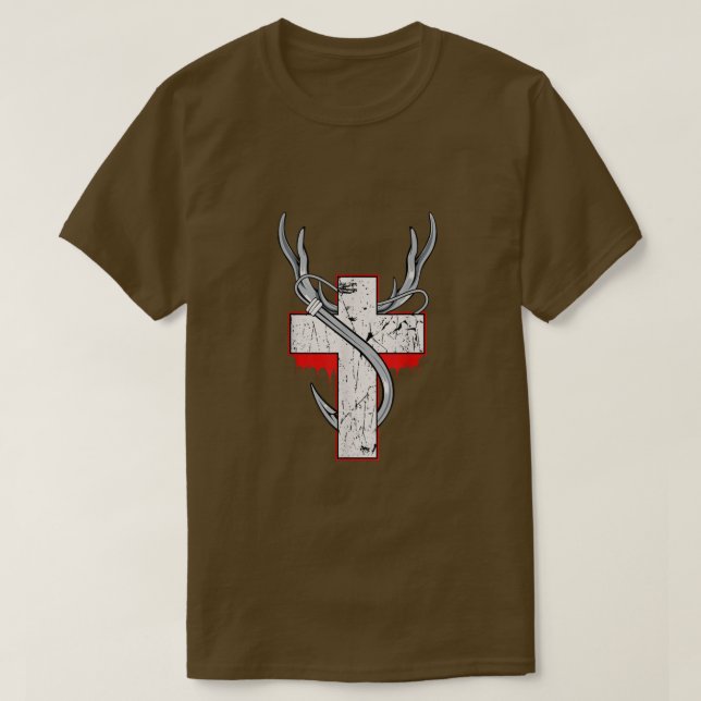 Camiseta Christian Hunting Fishing Hunter Angler Antler Cro (Diseño del anverso)