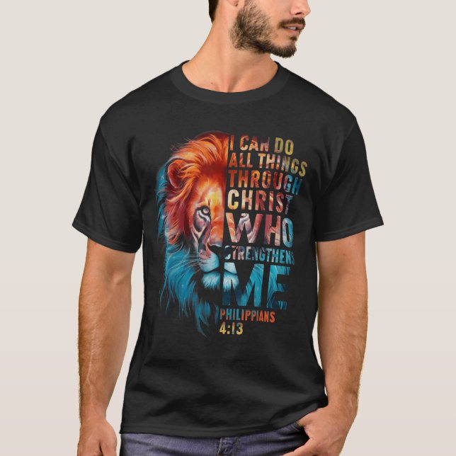 Camiseta Christian I Can Do All Thing Through Christ Lion F (Anverso)