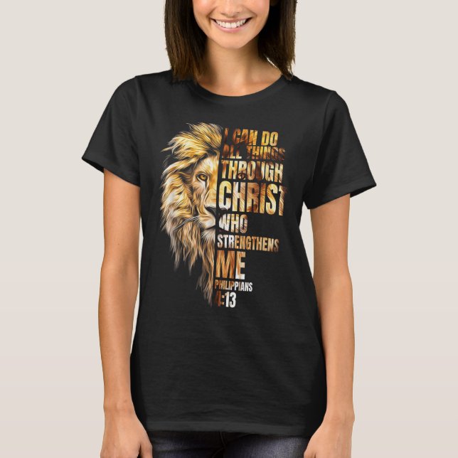 Camiseta Christian I Can Do All Things Through Christ Lion  (Anverso)