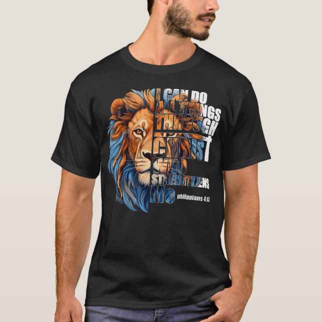 Camiseta Christian I Can Do All Things Through Christ Lion  (Anverso)