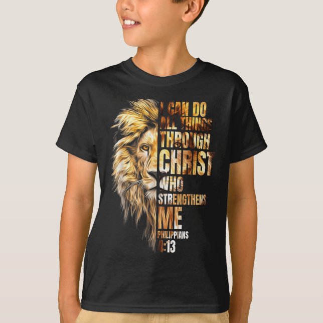 Camiseta Christian I Can Do All Things Through Christ Lion  (Anverso)