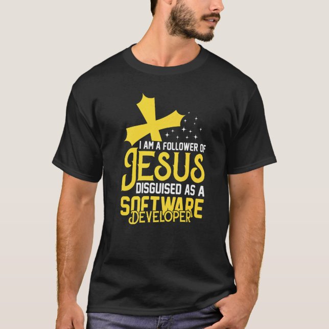Camiseta Christian Jesus Follower Software Developer Premiu (Anverso)