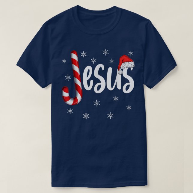 Camiseta Christian Jesus Is The Reason Candy Cane Religious (Diseño del anverso)