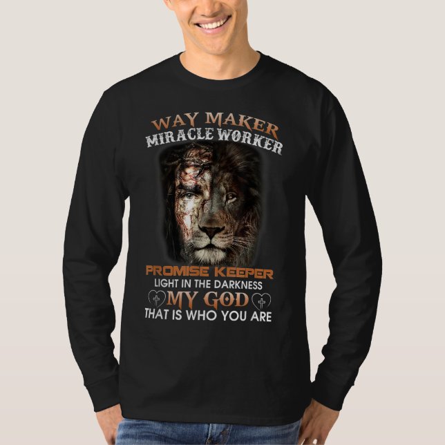Camiseta Christian Jesus Lion Way Maker Miracle Worker Prom (Anverso)