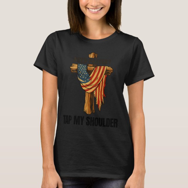 Camiseta Christian Jesus Tap Me On The Shoulder Cross Usa F (Anverso)