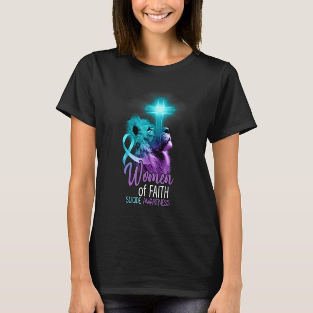 Camiseta Christian Lion Cross Women of Faith Suicide Awaren (Anverso)