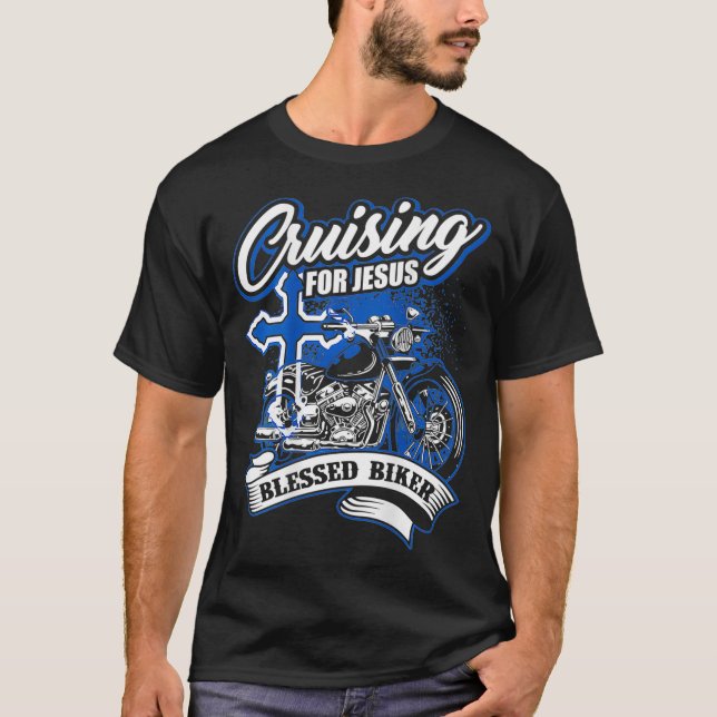 Camiseta Christian Motorcycle Shirt Cross God Blessed Biker (Anverso)