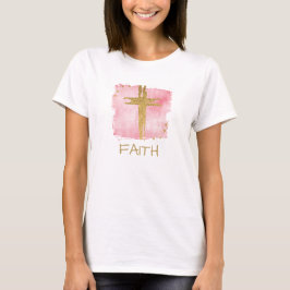 Camiseta *~* Christian Pin K Cross Gold Purpurina FAITH