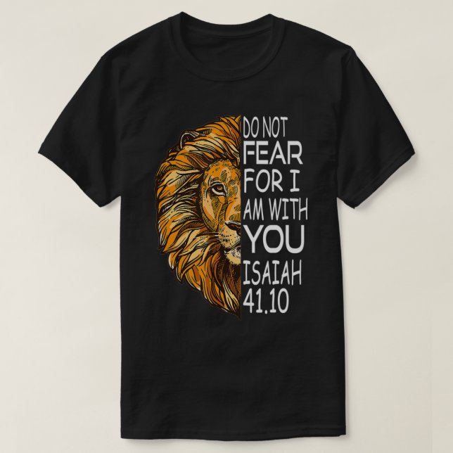 Camiseta Christian Religious Bible Verse Sayings Lion Fear  (Diseño del anverso)