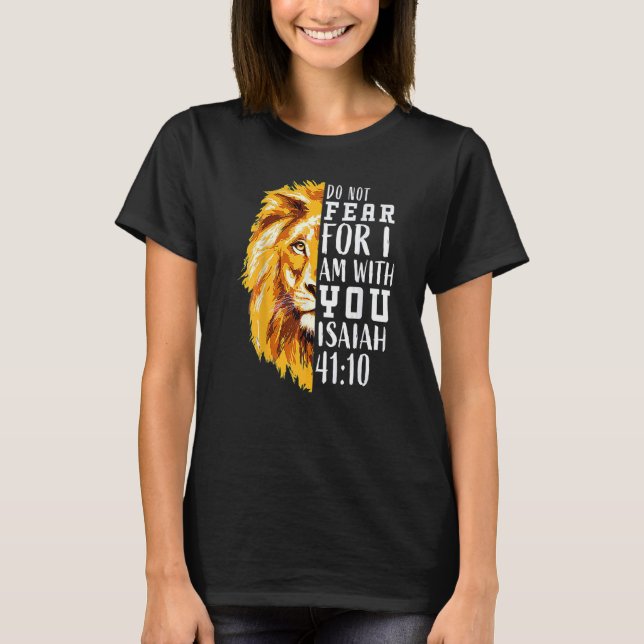 Camiseta Christian Religious Bible Verse Sayings Lion Fear  (Anverso)