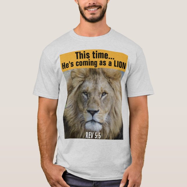 CAMISETA CHRISTIAN TEES, JESÚS VIENE ESTA VEZ COMO LEÓN (Anverso)