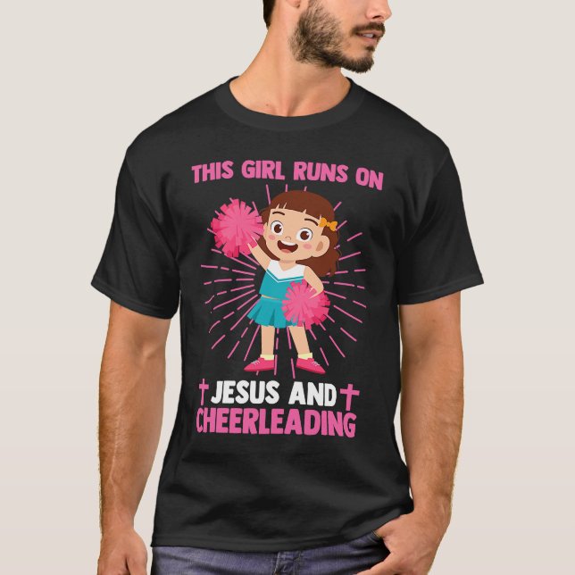 Camiseta Christian This Girl Runs On Jesus And Cheerleading (Anverso)