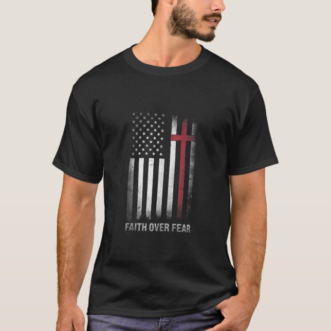 Camiseta Christian US USA Flag American Christ Faith Over F (Anverso)