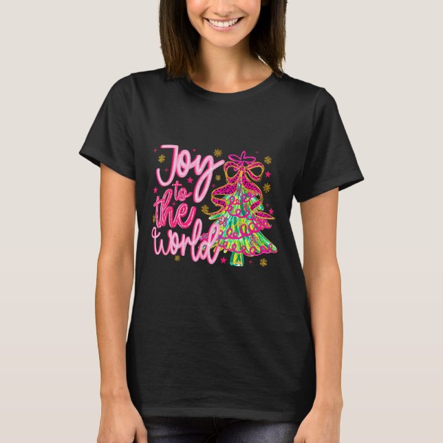 Camiseta Christian Xmas Tree Holiday Christmas Joy To The W (Anverso)