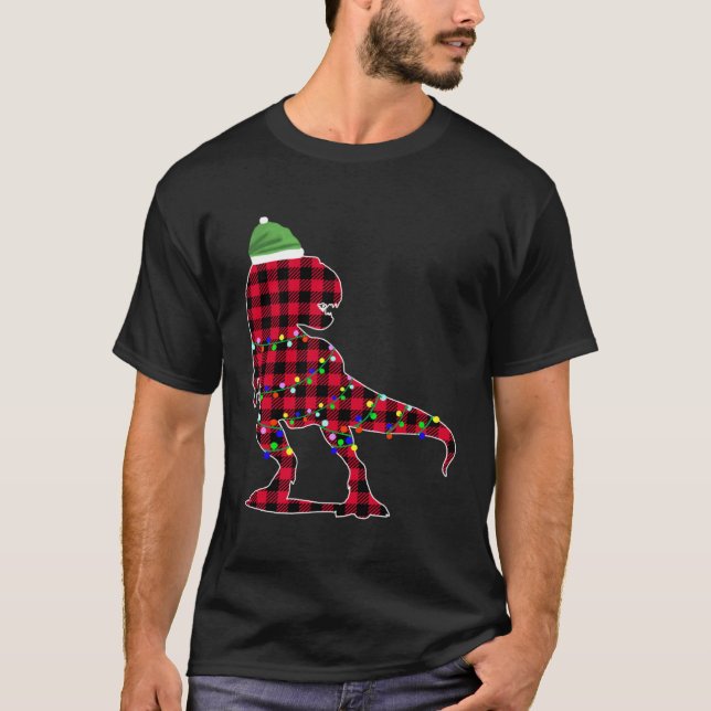 Camiseta Christmas 2020 Buffalo Plaid Dino Rex (Anverso)