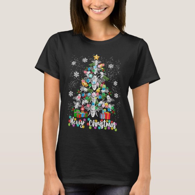 Camiseta Christmas 2022  Bee Christmas Light Tree Bee Xmas (Anverso)