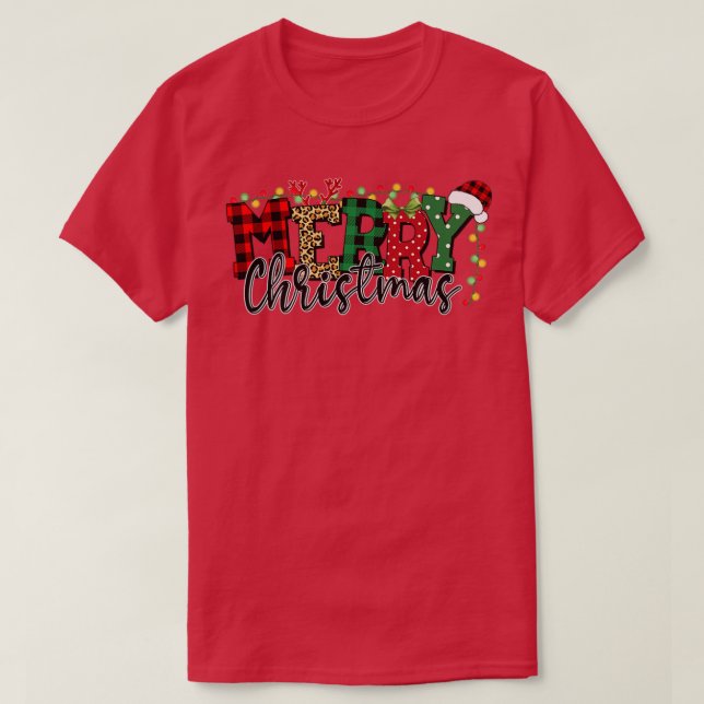 Camiseta Christmas 2022Christmas Leopard Buffalo Red Plaid  (Diseño del anverso)
