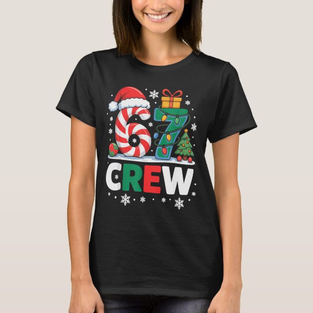 Camiseta Christmas 67 Crew Brainrot Candy Cane Lights  (Anverso)