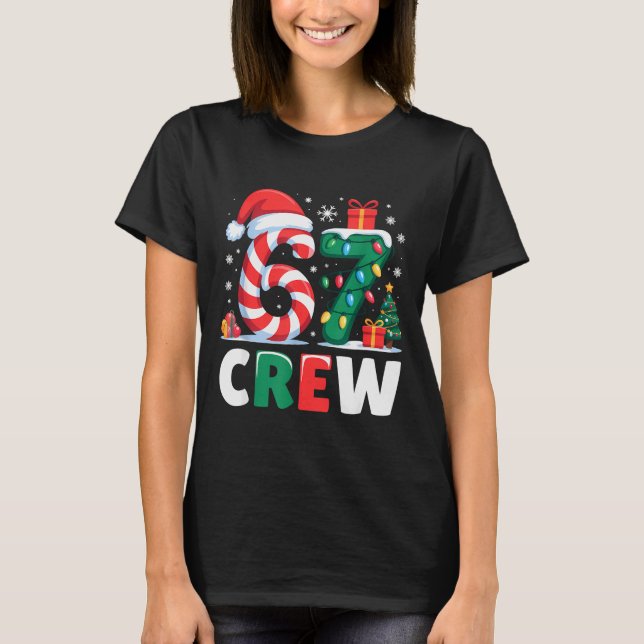 Camiseta Christmas 67 Crew Brainrot Funny Candy Cane Lights (Anverso)