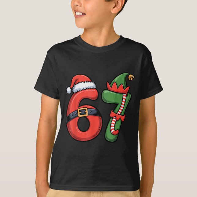 Camiseta Christmas 67 Meme 67 Santa Elf - Six Seven  (Anverso)